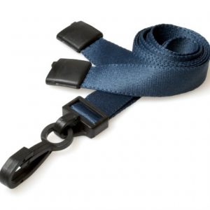 Lanyards 15 mm - Dark Blue Lanyards with breakaway and plastic J clip – Pack of 100