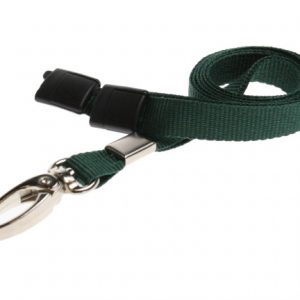 Lanyards Dark Green - 10 mm Lanyards with breakaway and clip - Pack of 100