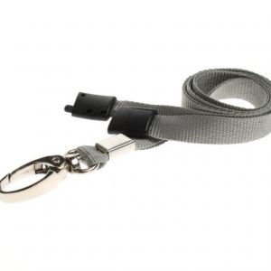 Lanyards Grey - 10 mm Lanyards with breakaway and clip - Pack of 100