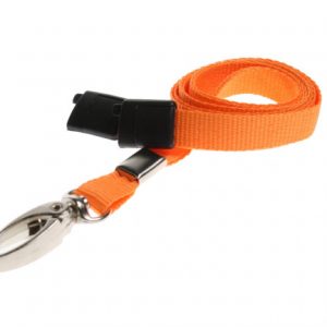 Lanyards Orange - 10 mm Lanyards with breakaway and clip - Pack of 100