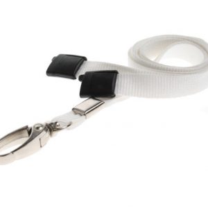 Lanyards White - 10 mm Lanyards with breakaway and clip - Pack of 100