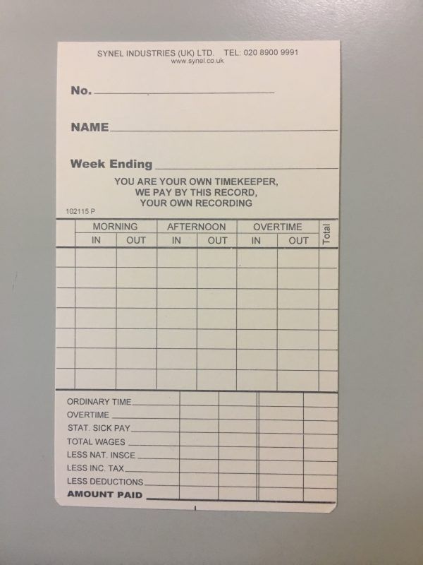 Punch Cards - Pack of 1000